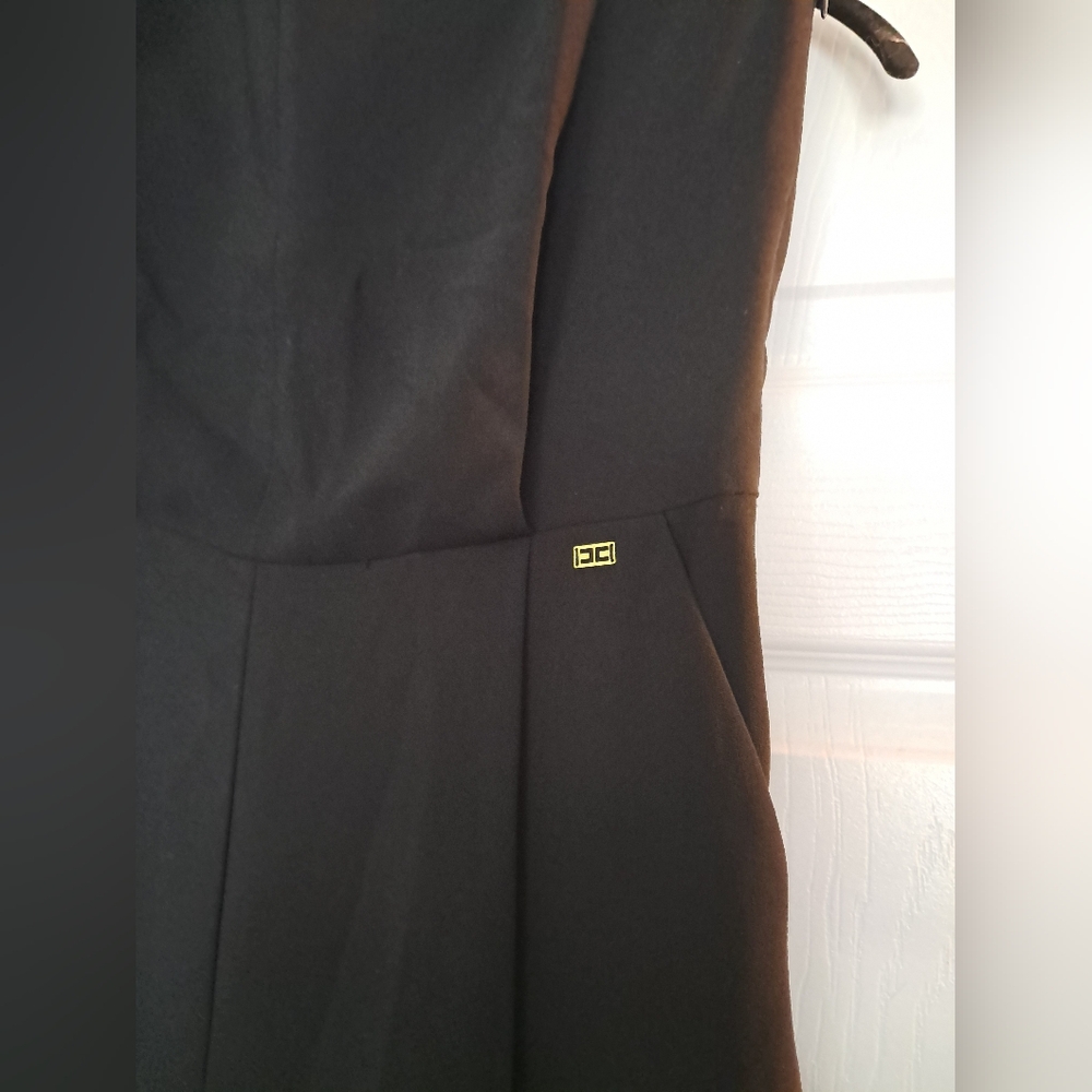 $765 Luxury Elisabetta Franchi Italian Black Strapless Gold Logo Pocket Jumpsuit - Picture 3 of 13